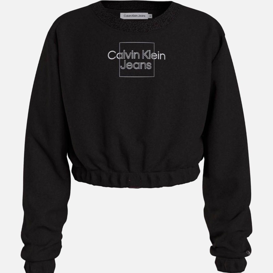 Kind & Baby Calvin Klein Hoodies & Sweatshirts | Calvin Klein Madchen-Pullover Aus Baumwoll-Jersey Mit Metallischem Logo