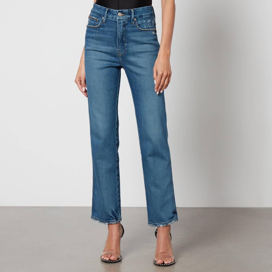 Wehe Guter Amerikaner Jeans | Good American Good Curve Stretch-Denim-Jeans Mit Geradem Bein