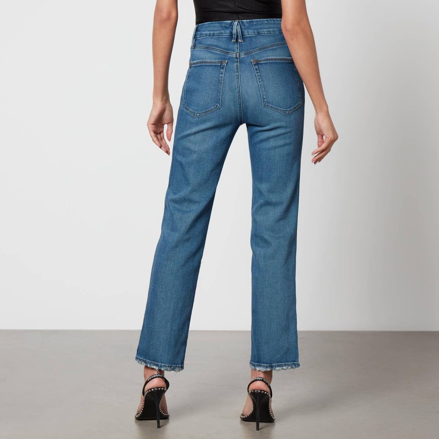 Wehe Guter Amerikaner Jeans | Good American Good Curve Stretch-Denim-Jeans Mit Geradem Bein