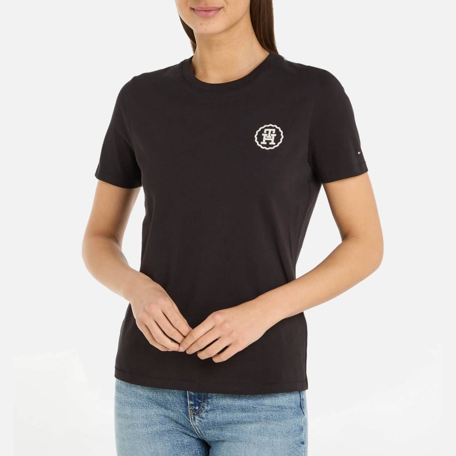 Wehe Tommy Hilfiger Oberteile | Baumwoll-T-Shirt Mit Tommy Hilfiger-Logo