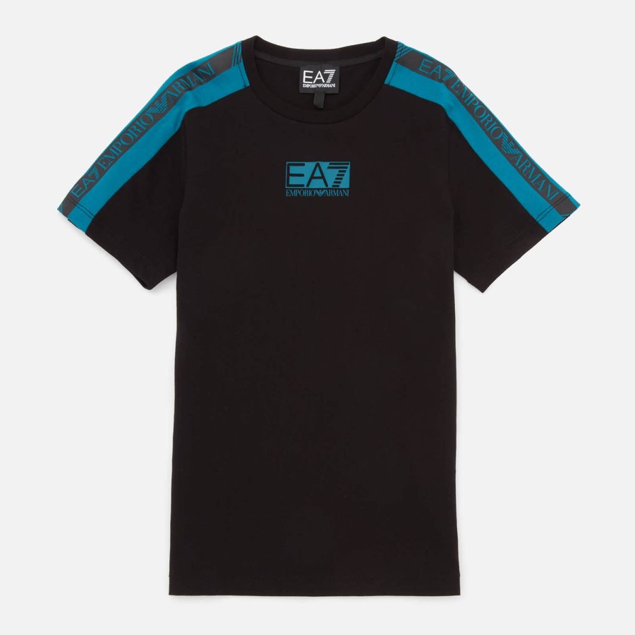 Kind & Baby Emporio Armani EA7 Tops Und T-Shirts | Ea7 Jungen-T-Shirt Aus Baumwolljersey Mit Logo-Serie Schwarz