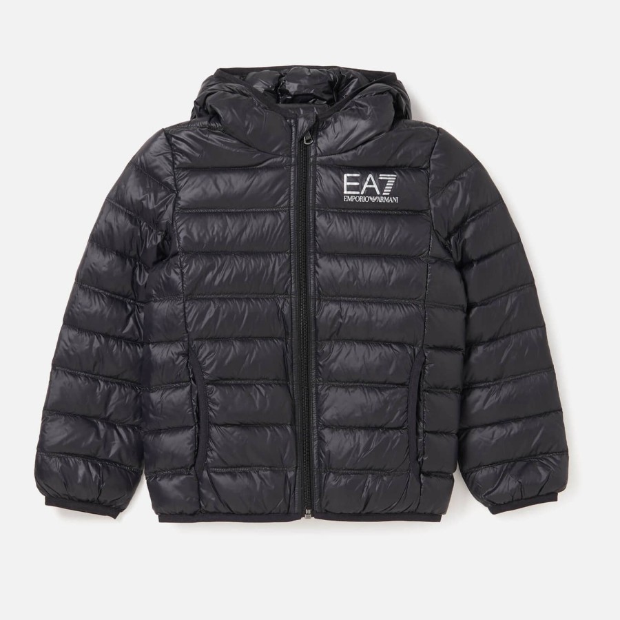 Kind & Baby Emporio Armani EA7 Jacken | Sportliche Core Identity Kapuzenjacke Fur Jungen Von Ea7 Schwarz