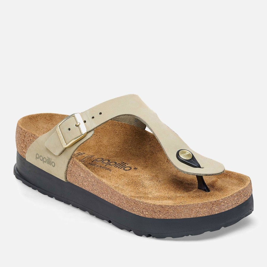 Schuhwerk Birkenstock Schuhwerk | Birkenstock Damen Papillio Gizeh Nubuk-Zehensteg-Sandalen