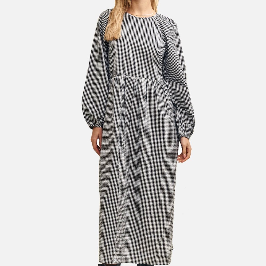 Wehe Niemands Kind Kleidung | Nobody'S Child Issy Kariertes Midikleid Aus Baumwoll-Seersucker