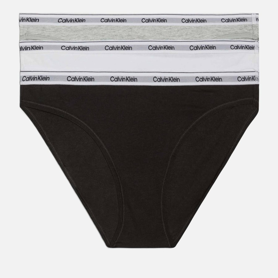 Wehe Calvin Klein Unterwasche Und Nachtwasche | Calvin Klein Damen-Bikini Mit Modernem Logo (3Er-Pack) Schwarz/Weis/Grau