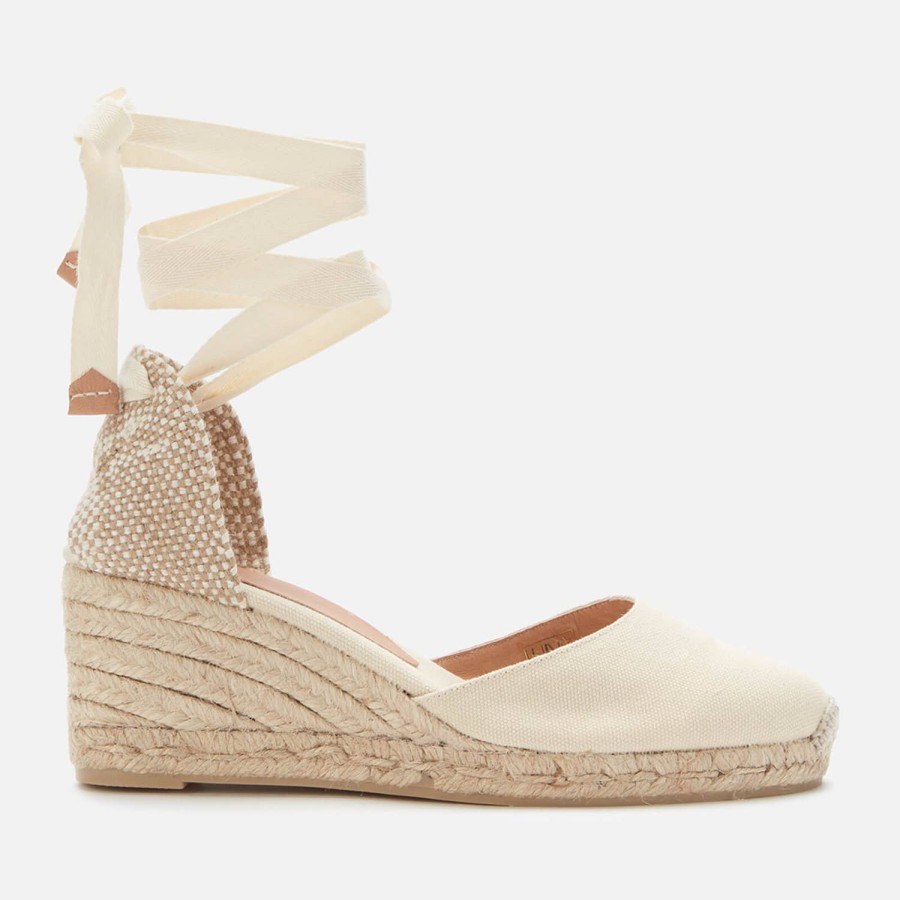 Schuhwerk Castañer Espadrilles | Castaner Damen Carina Espadrille-Sandalen Mit Keilabsatz - Elfenbein