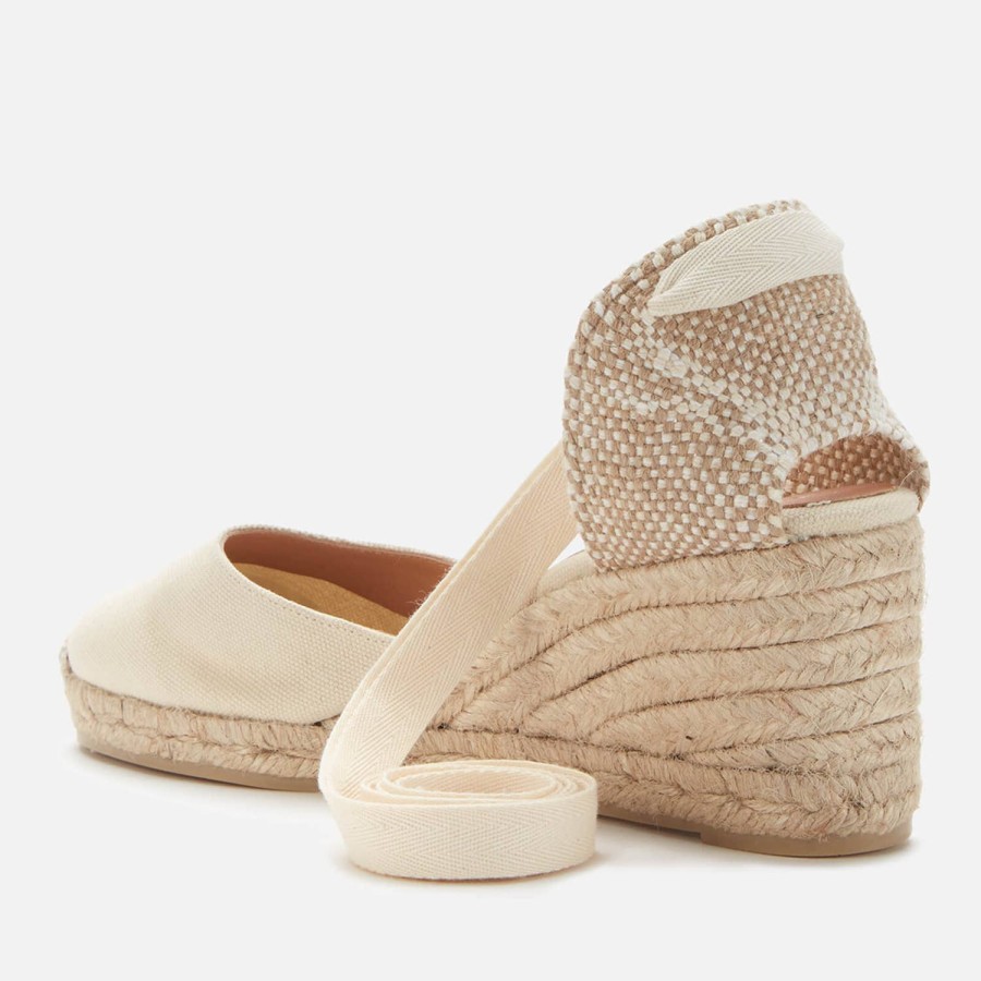 Schuhwerk Castañer Espadrilles | Castaner Damen Carina Espadrille-Sandalen Mit Keilabsatz - Elfenbein