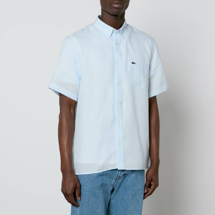 Manner Lacoste Hemden | Lacoste Kurzarm-Leinenhemd