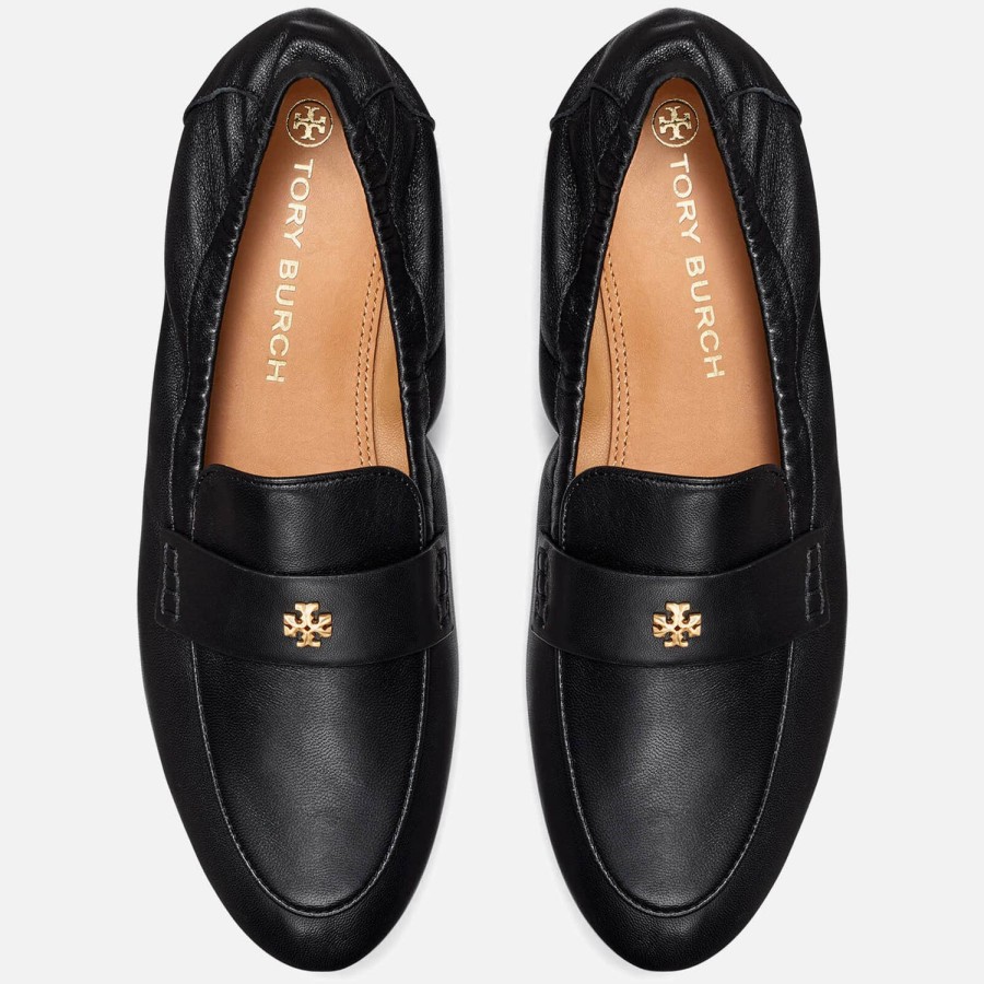 Schuhwerk Tory Burch Slipper | Tory Burch Ballett-Leder-Loafer Fur Damen Perfektes Schwarz