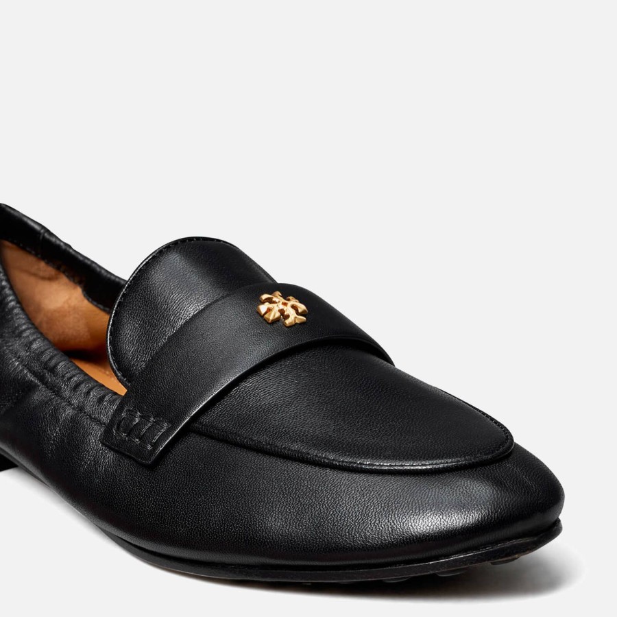 Schuhwerk Tory Burch Slipper | Tory Burch Ballett-Leder-Loafer Fur Damen Perfektes Schwarz