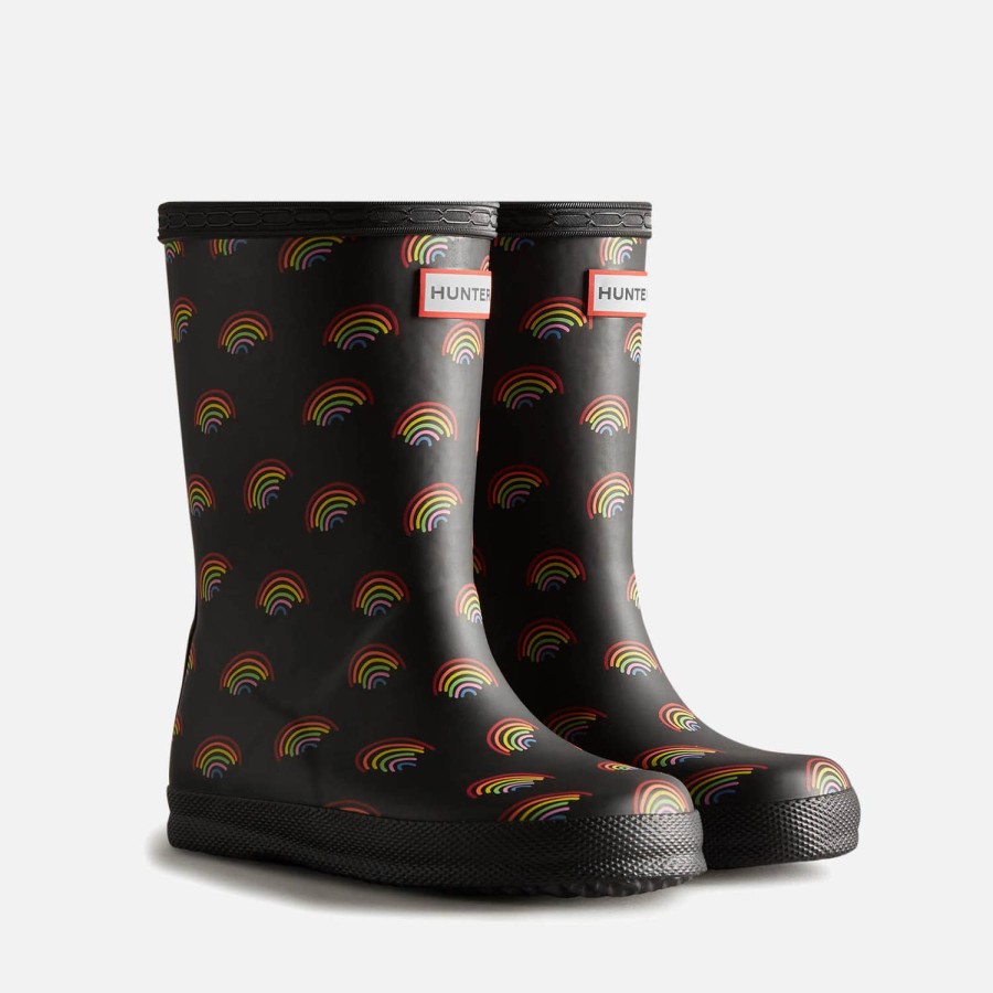 Kind & Baby Jäger Schuhwerk | Klassische Gummi-Gummistiefel Von Hunter Mit Regenbogen-Print