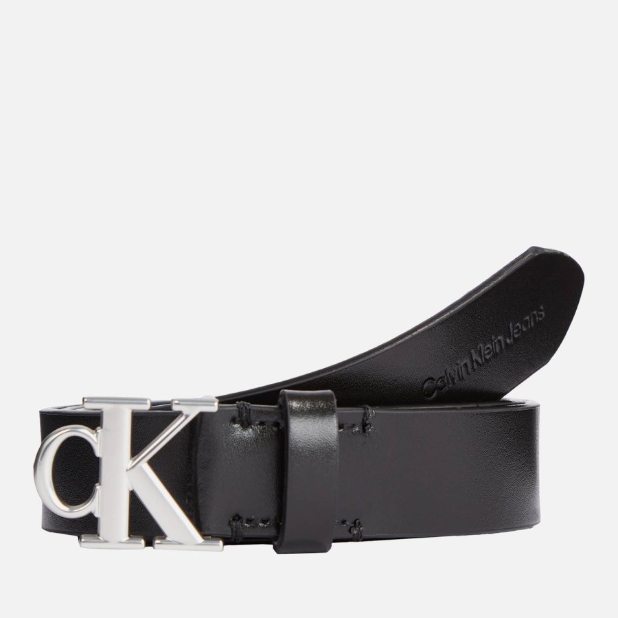 Wehe Calvin Klein Jeans Gurtel | Calvin Klein Jeans Runder Ledergurtel Mit Mono-Plakette