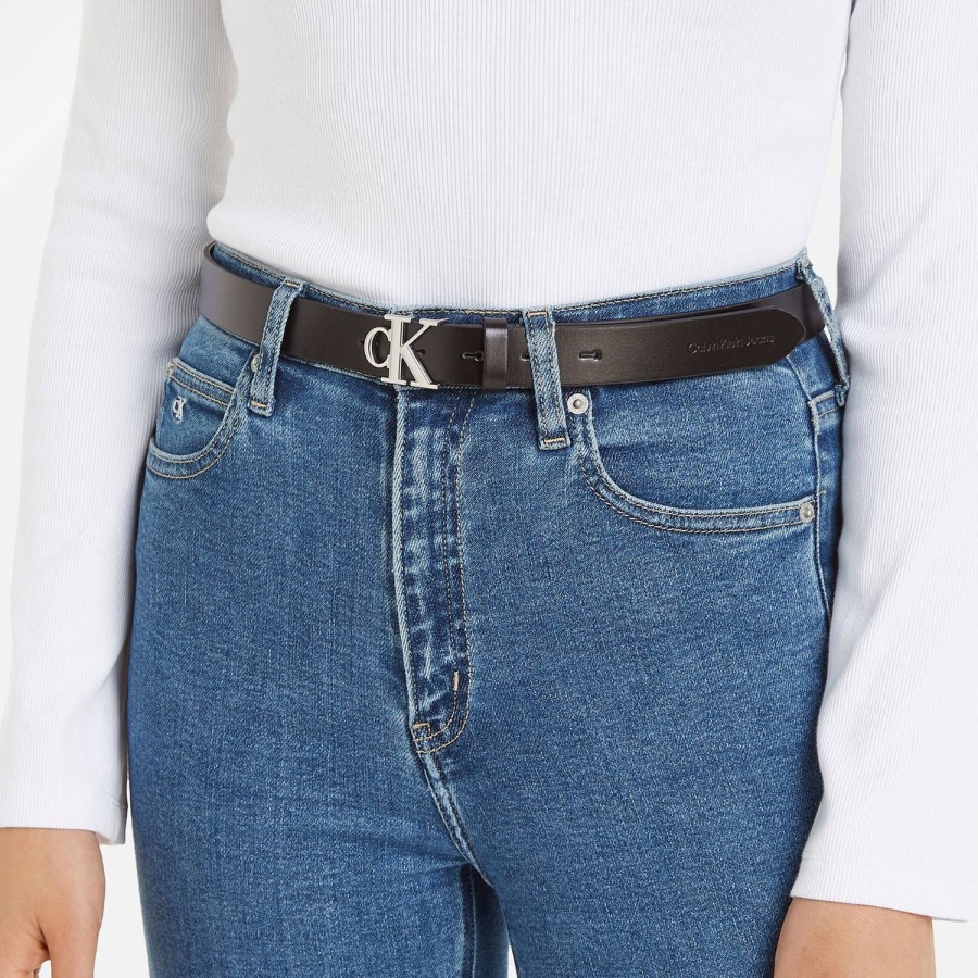 Wehe Calvin Klein Jeans Gurtel | Calvin Klein Jeans Runder Ledergurtel Mit Mono-Plakette