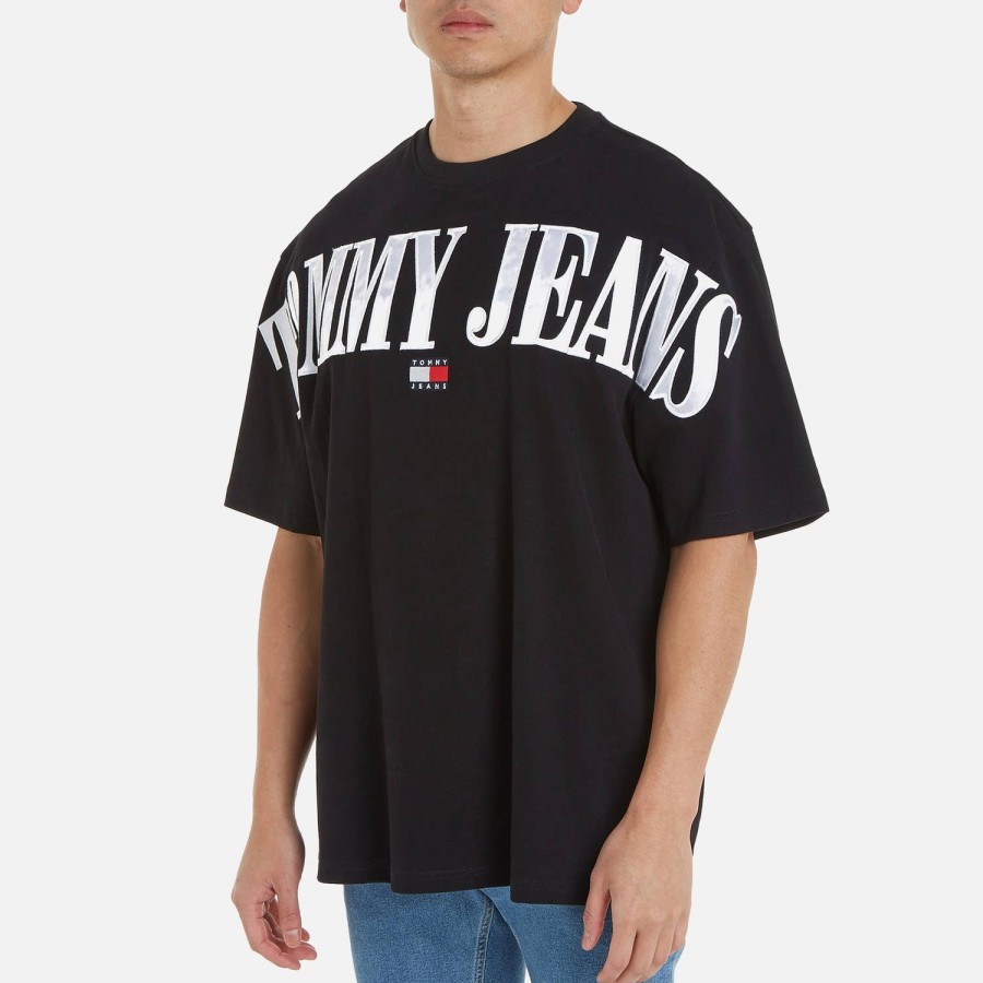 Manner Tommy Jeans T-Shirts | Tommy Jeans Ubergroses T-Shirt Aus Baumwolle Mit Aufnaher