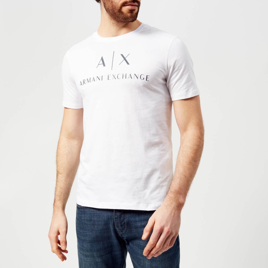 Manner Armani Exchange T-Shirts | Armani Exchange Herren Axe Logo T-Shirt Weis