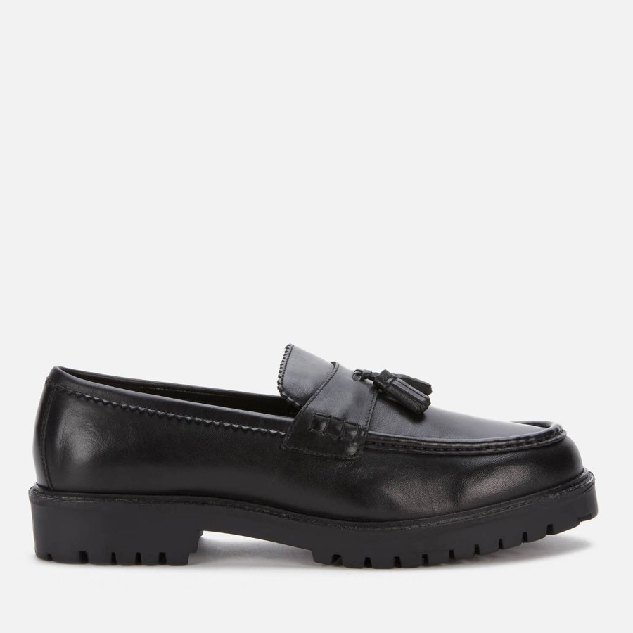 Schuhwerk Gehen Sie durch London Schuhe | Walk London Sean Leder-Quasten-Loafer Fur Herren Schwarz