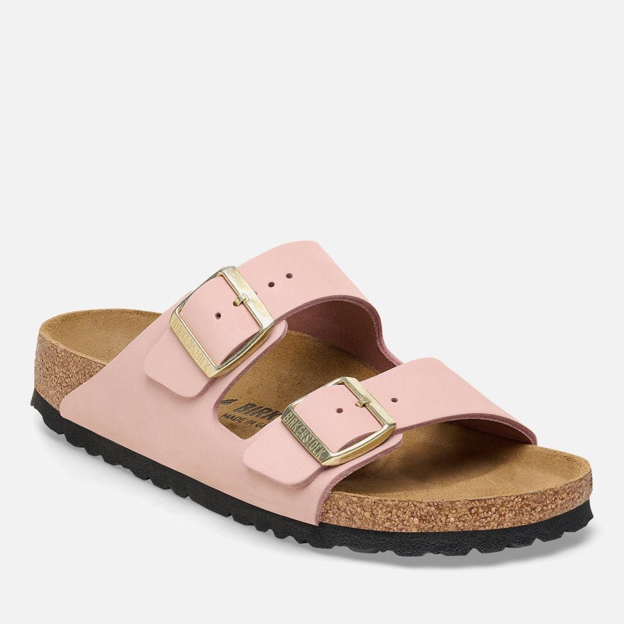 Schuhwerk Birkenstock Schuhwerk | Birkenstock Arizona Slim-Fit Nubuk-Doppelriemen-Sandalen Fur Damen