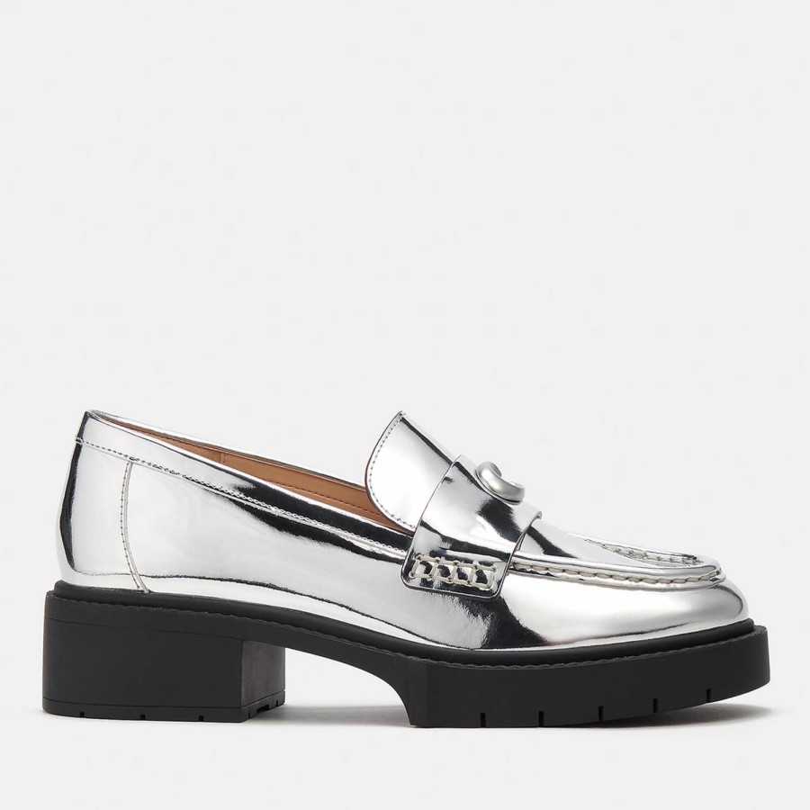 Schuhwerk Trainer Slipper | Coach Leah Metallic-Leder-Loafer