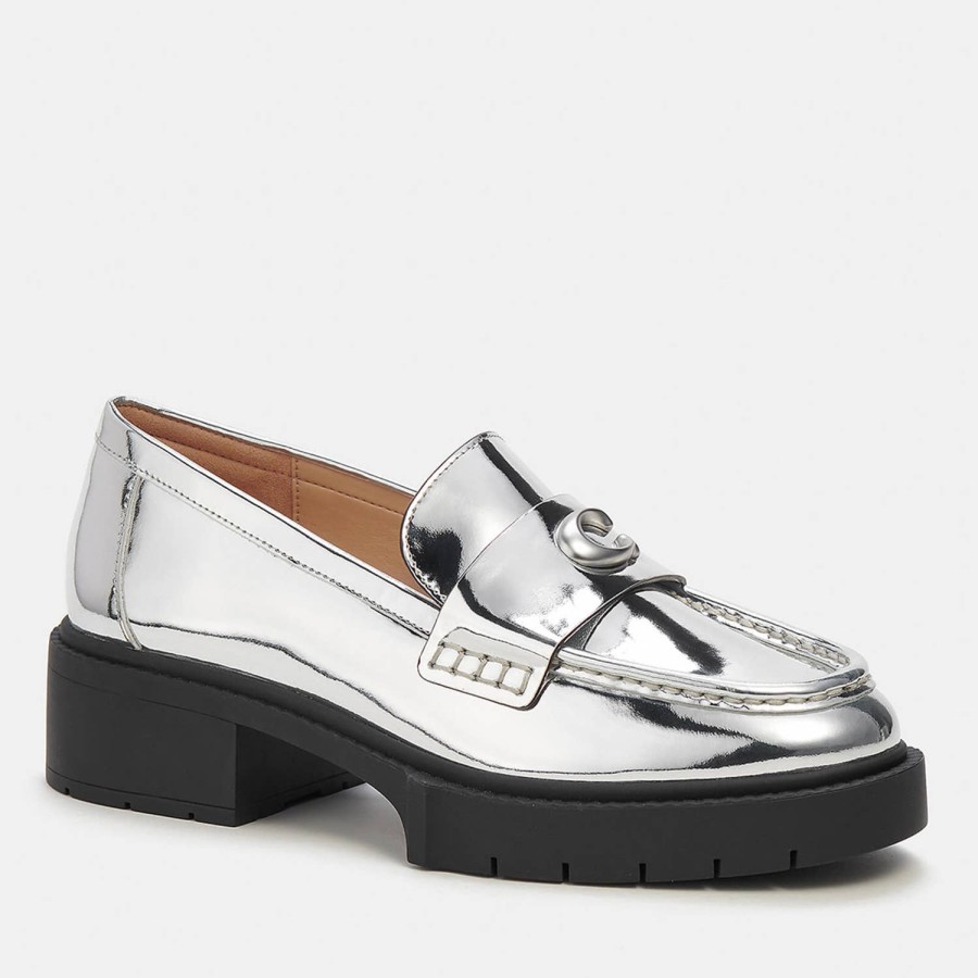 Schuhwerk Trainer Slipper | Coach Leah Metallic-Leder-Loafer