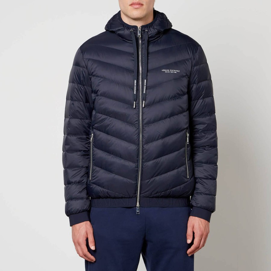 Manner Armani Exchange Jacken | Armani Exchange Gesteppte Shell-Daunenjacke Mit Kapuze