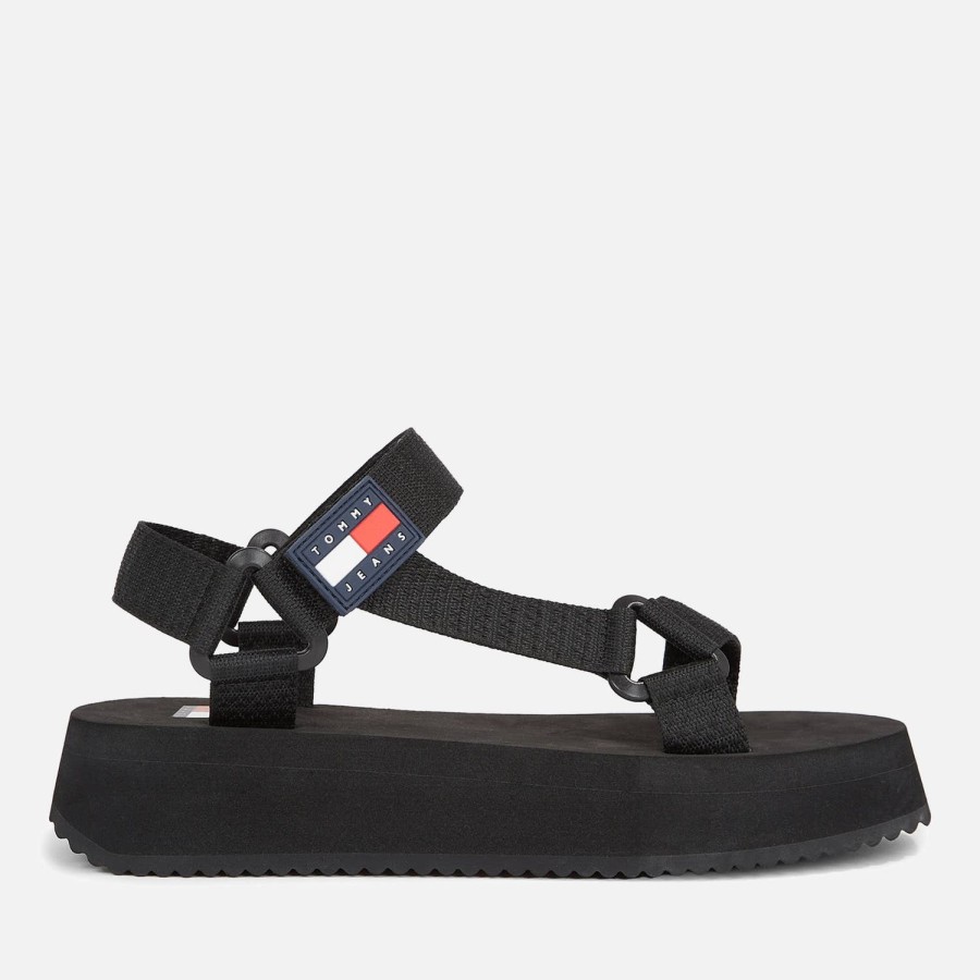 Schuhwerk Tommy Jeans Sandalen | Tommy Jeans Damen-Webband-Flachsandalen