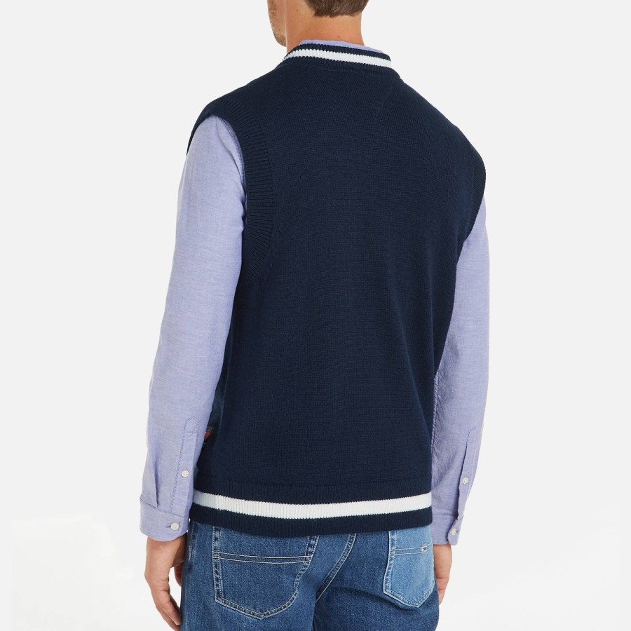 Manner Tommy Jeans Strickwaren | Tommy Jeans Strickweste Mit Kontraststreifen