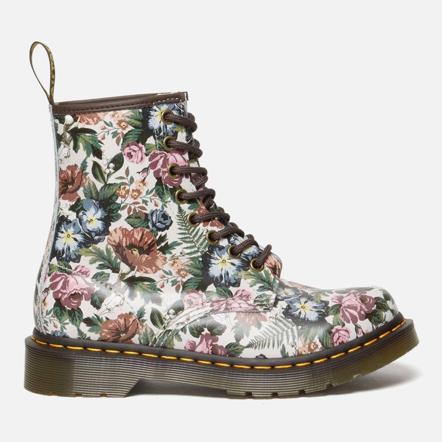 Schuhwerk Dr Martens Schuhwerk | Dr. Martens 1460 8-Loch-Stiefel Aus Leder Mit Blumenmuster Fur Damen