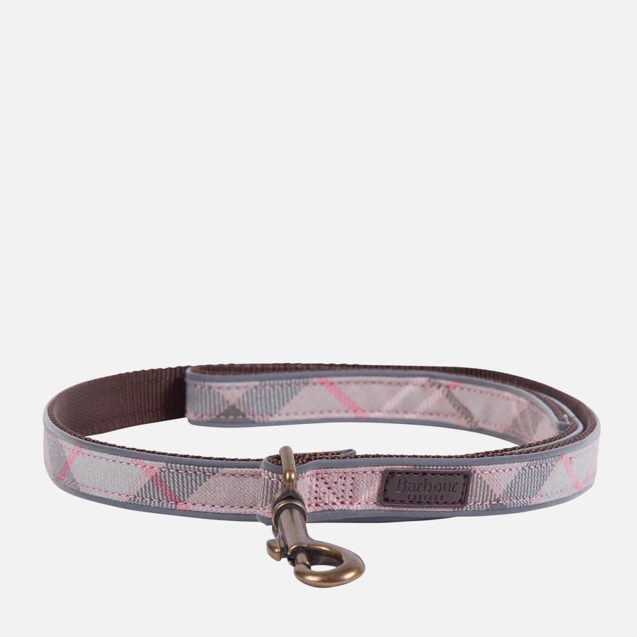 Wehe Barbour Haustierzubehor | Barbour Reflektierendes Tartan-Hundehalsband Taupe/Pink Tartan