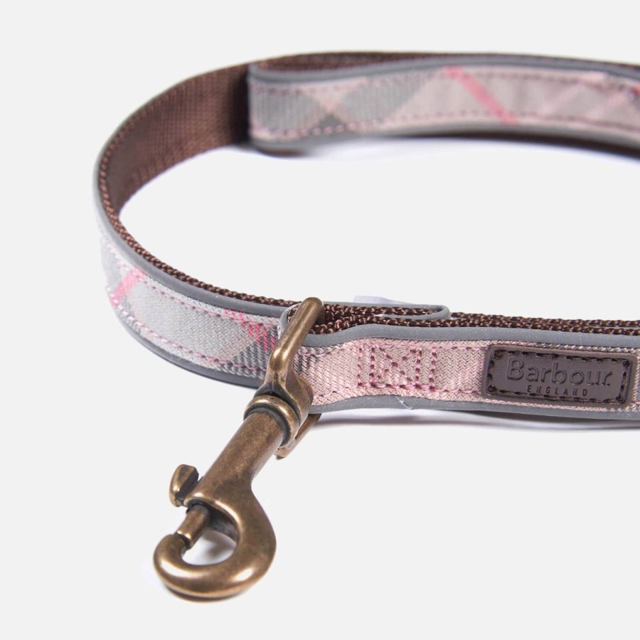 Wehe Barbour Haustierzubehor | Barbour Reflektierendes Tartan-Hundehalsband Taupe/Pink Tartan