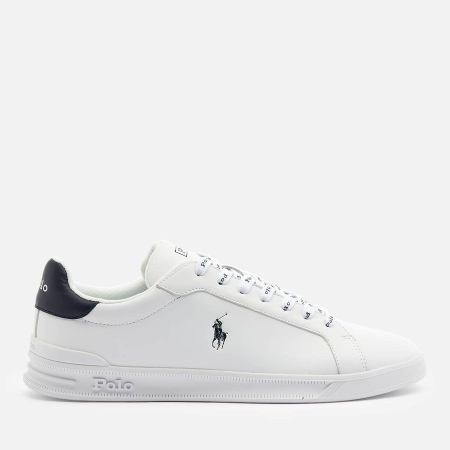 Schuhwerk Polo Ralph Lauren Sportschuhe | Polo Ralph Lauren Herren Heritage Court Leder-Low-Top-Trainer Weis/Newport Navy