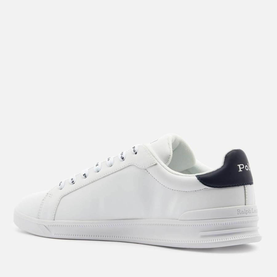 Schuhwerk Polo Ralph Lauren Sportschuhe | Polo Ralph Lauren Herren Heritage Court Leder-Low-Top-Trainer Weis/Newport Navy