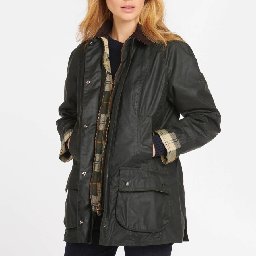 Wehe Barbour Kleidung | Barbour Beadnell Wachsjacke Fur Damen Salbei