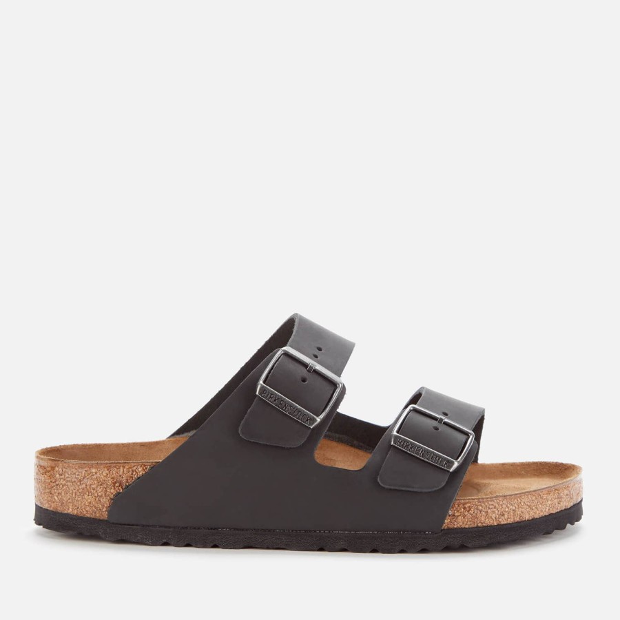 Schuhwerk Birkenstock Sandalen | Birkenstock Herren Arizona Doppelriemen-Sandalen Aus Geoltem Leder Schwarz