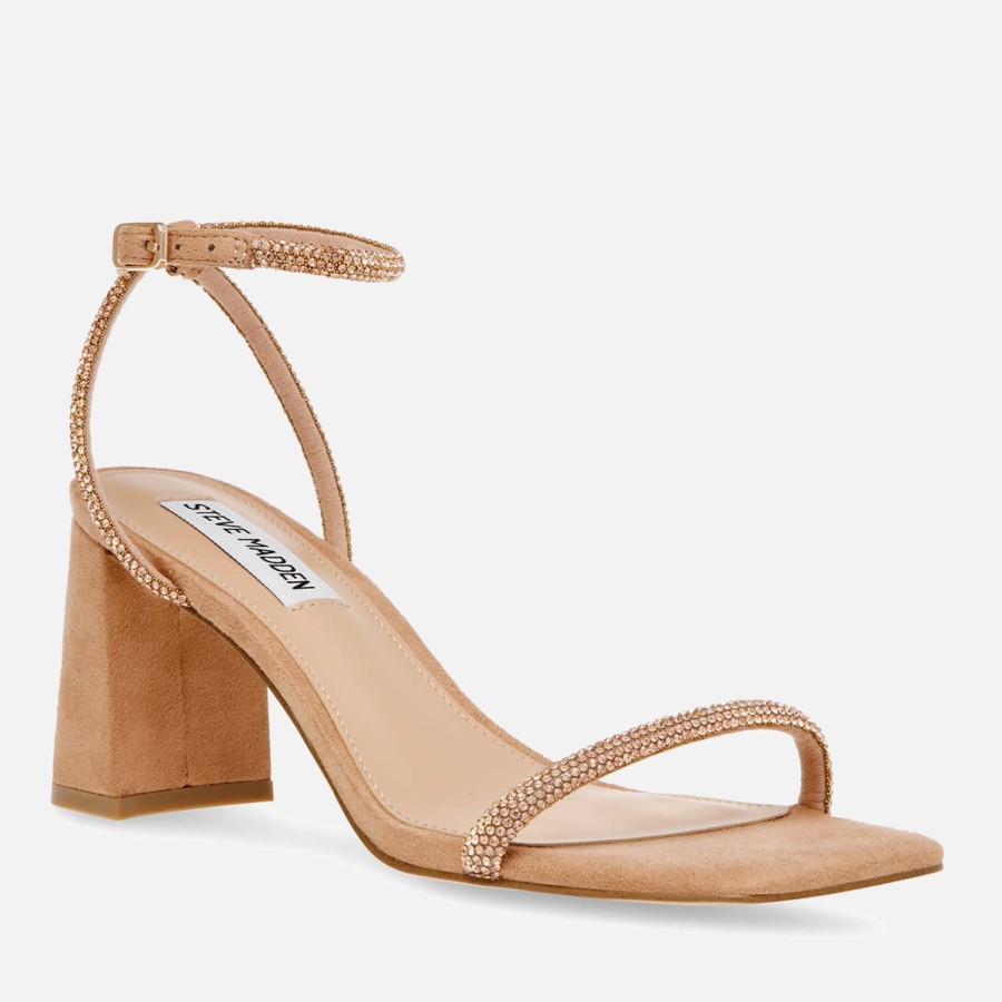 Schuhwerk Steve Madden Absatze | Steve Madden Damen-Sandalen „Leva" Mit Verziertem Absatz Aus Wildlederimitat