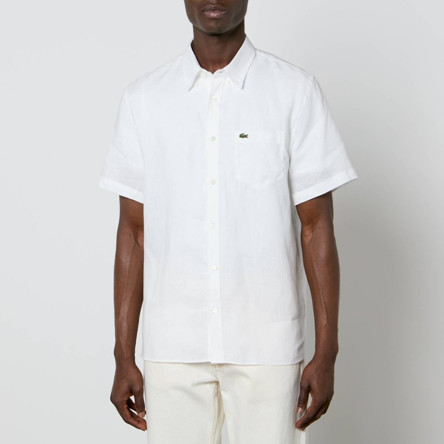 Manner Lacoste Hemden | Lacoste Kurzarm-Leinenhemd