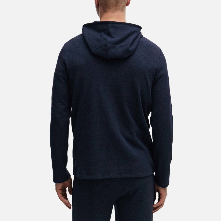 Manner BOSS Bodywear Hoodies Und Sweatshirts | Boss Bodywear Kapuzenpullover Aus Baumwollmischung Mit Waffelmuster