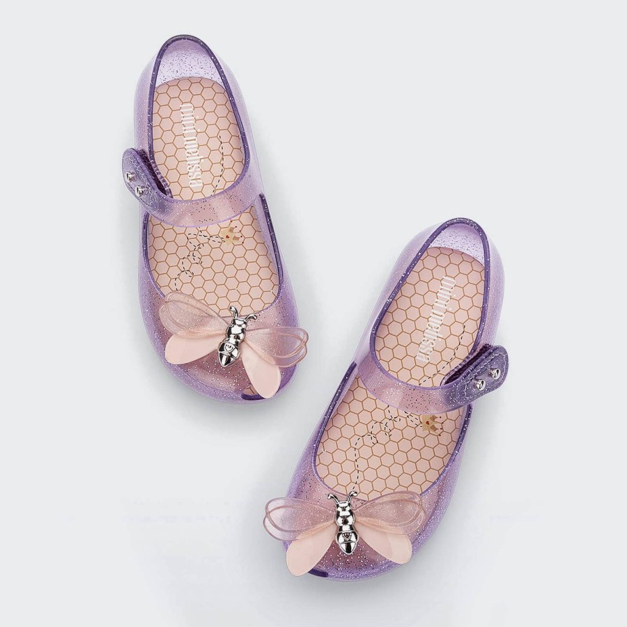 Kind & Baby Mini-Melissa Schuhwerk | Mini Melissa Ultragirl Bugs Gummiballerinas Fur Kleinkinder Lila