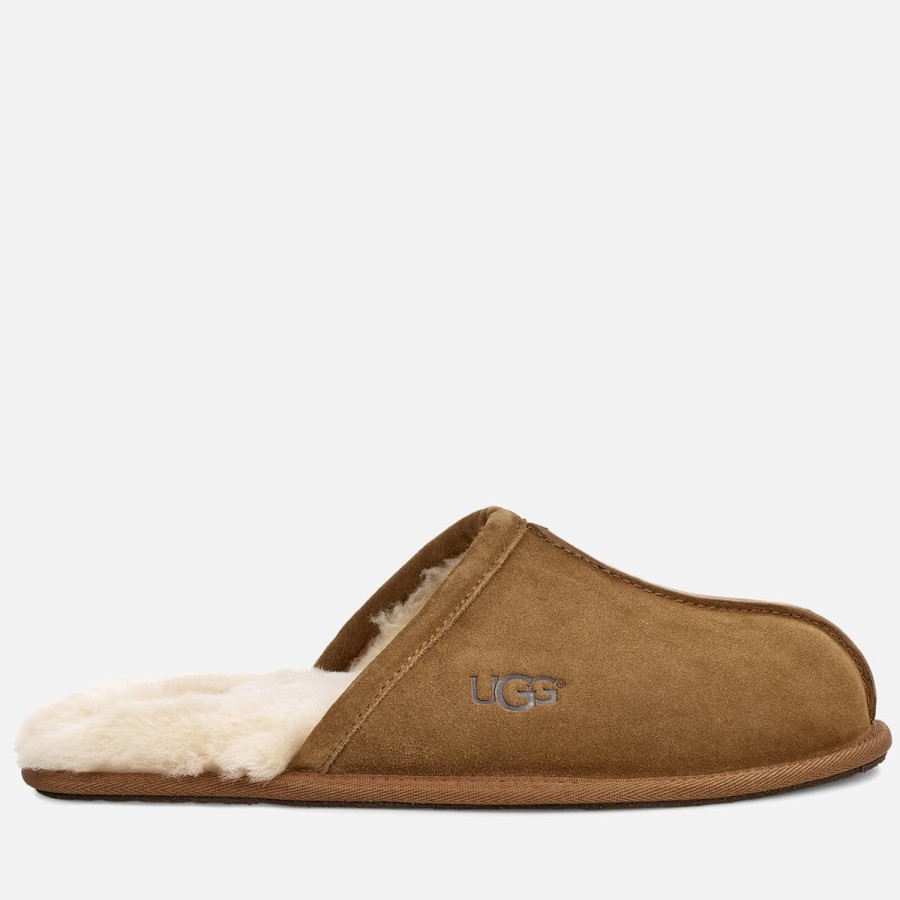 Schuhwerk UGG Hausschuhe | Ugg Herren Scuff Wildleder Schaffell Hausschuhe Kastanie Braunen