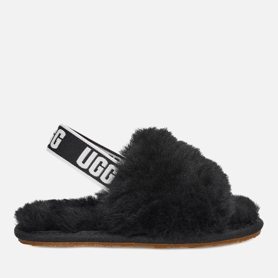 Kind & Baby UGG Schuhwerk | Ugg Fluff Yeah Slide-Hausschuhe Fur Kleinkinder Schwarz