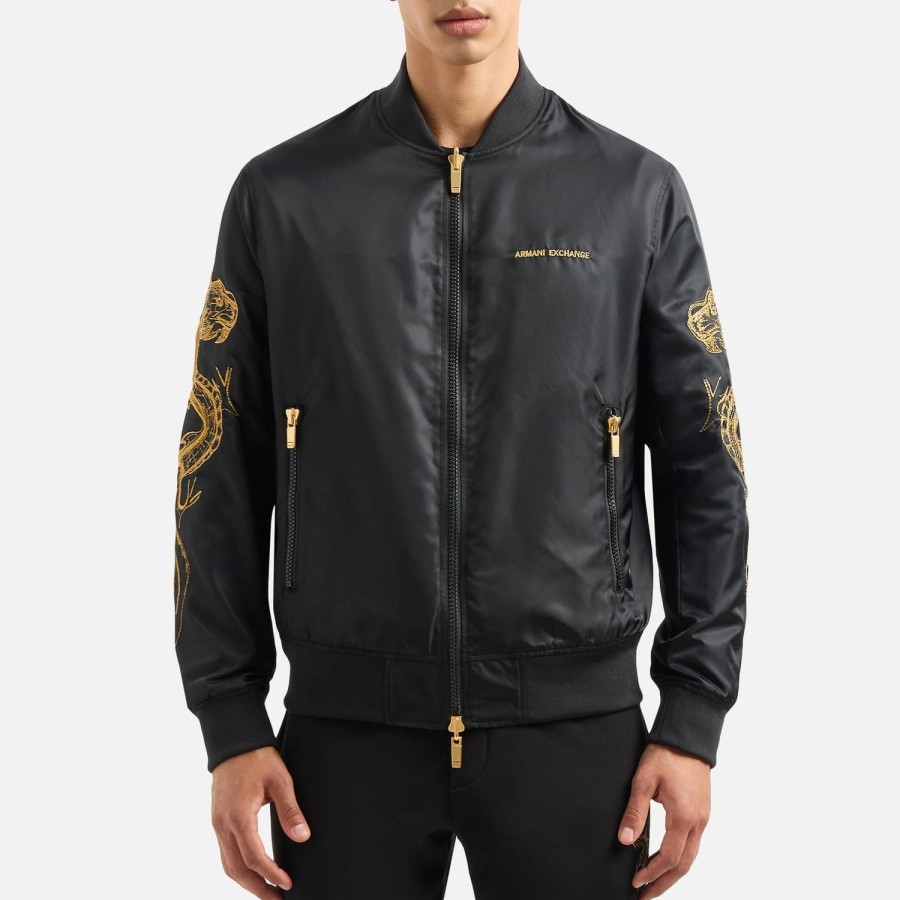 Manner Armani Exchange Jacken | Armani Exchange Cny Gefutterte Nylon-Bomberjacke