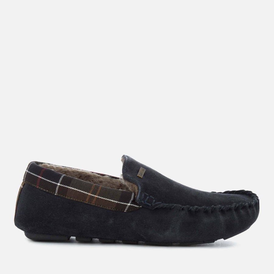 Schuhwerk Barbour Hausschuhe | Barbour Monty Wildleder-Mokassin-Hausschuhe Fur Herren Marine