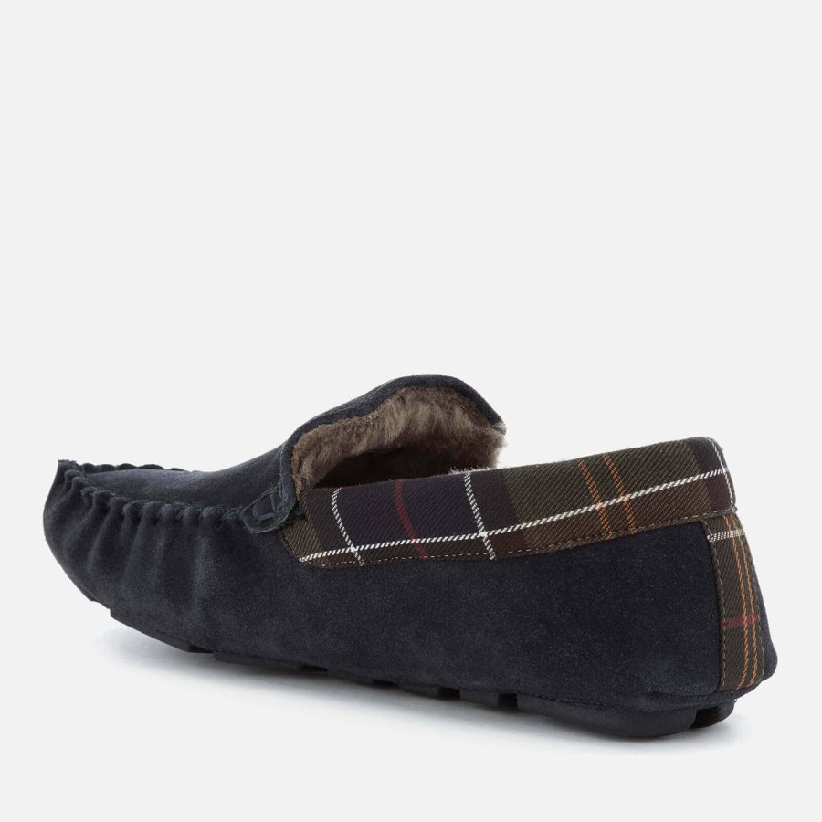 Schuhwerk Barbour Hausschuhe | Barbour Monty Wildleder-Mokassin-Hausschuhe Fur Herren Marine