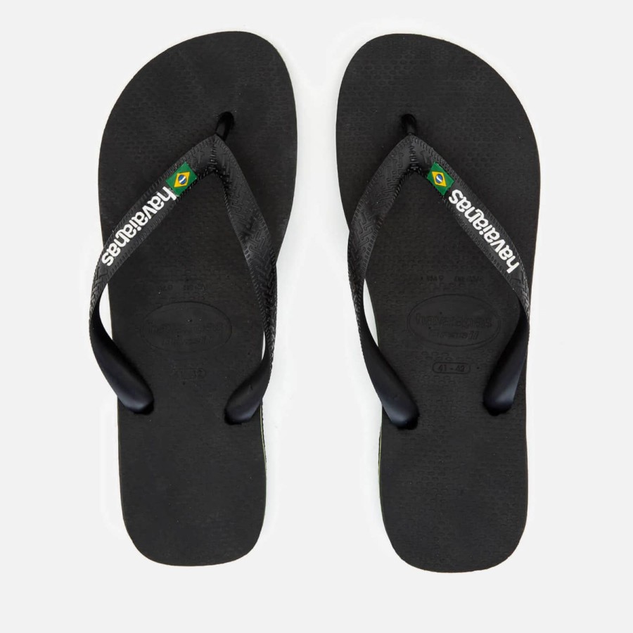 Schuhwerk Havaianas Sandalen | Havaianas Herren Brasil Logo Flip Flops - Schwarz