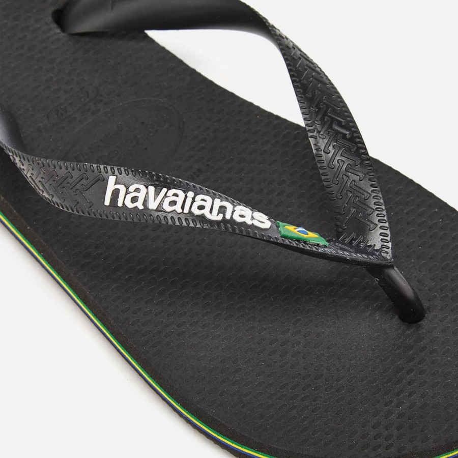 Schuhwerk Havaianas Sandalen | Havaianas Herren Brasil Logo Flip Flops - Schwarz