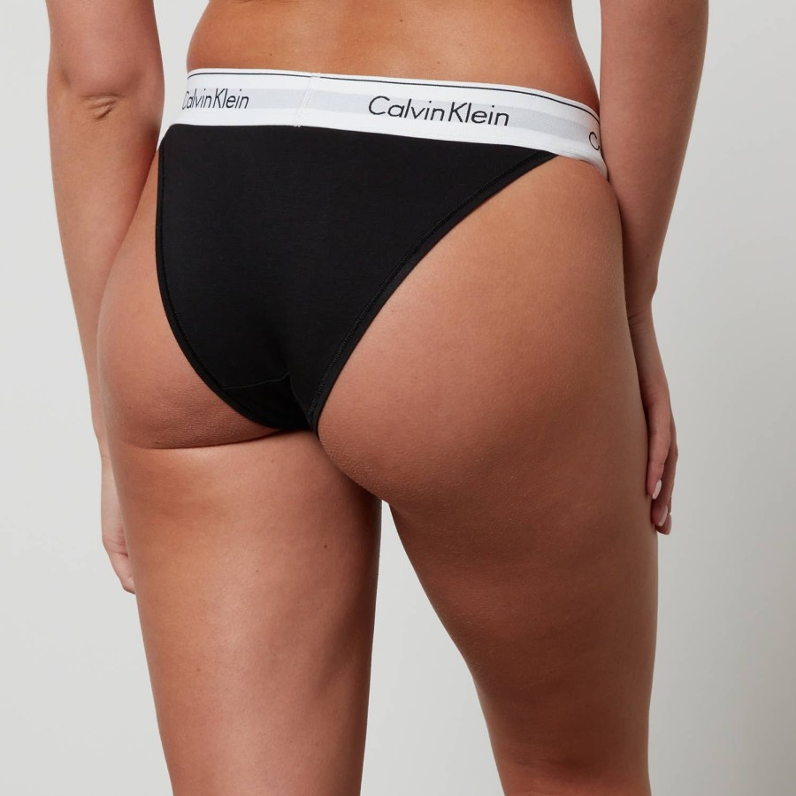 Wehe Calvin Klein Kleidung | Calvin Klein Damen-Tanga-Slip Mit Hohem Beinausschnitt, Schwarz