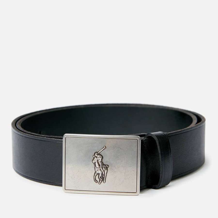 Manner Polo Ralph Lauren Gurtel | Polo Ralph Lauren Herren-Vachetta-Gurtel, 36 Mm, Mit Plakette, Schwarz