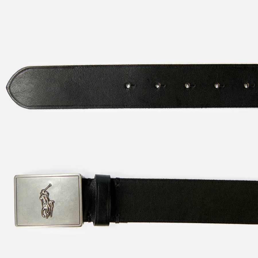 Manner Polo Ralph Lauren Gurtel | Polo Ralph Lauren Herren-Vachetta-Gurtel, 36 Mm, Mit Plakette, Schwarz