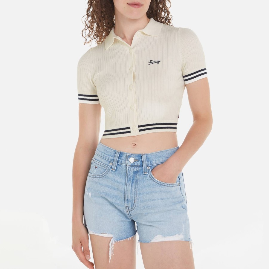 Wehe Tommy Jeans Oberteile | Geripptes Crop-Top Von Tommy Jeans