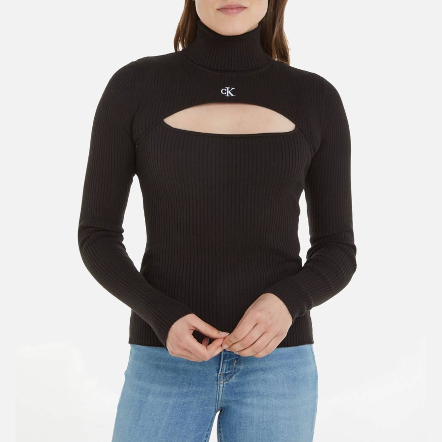 Wehe Calvin Klein Jeans Strickwaren | Calvin Klein Cut-Out-Baumwoll-Sweatshirt