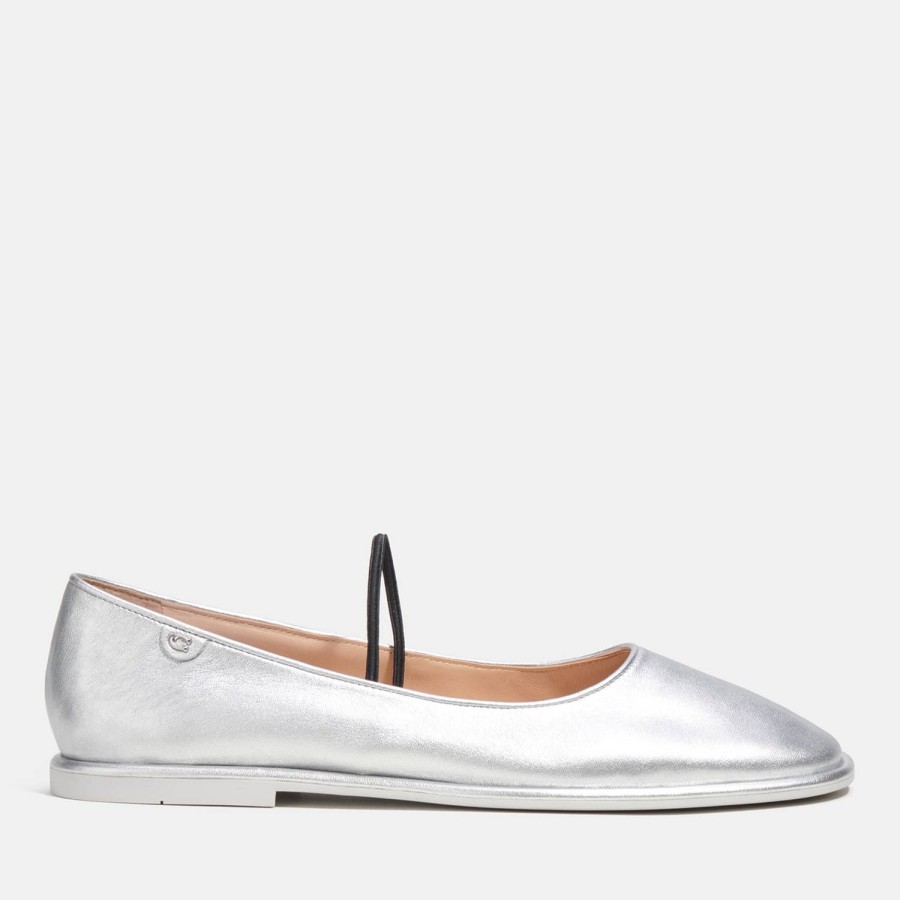 Schuhwerk Trainer Wohnungen | Coach Damen Emilia Mary Jane Flats Aus Metallic-Leder